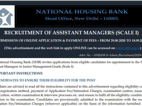 National Housing Bank Recruitment 2020-Apply Online