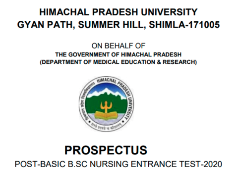 HPU Prospectus of Post Basic B.Sc.Nursing-2020