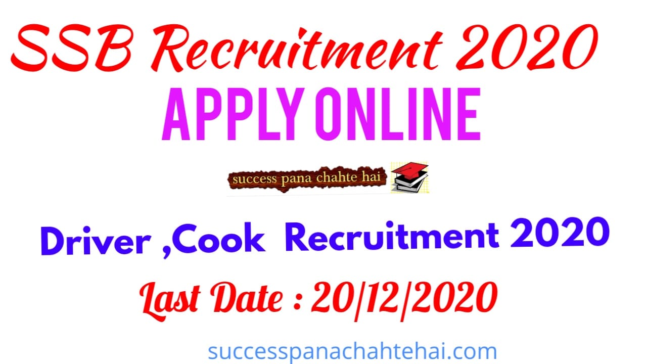 SSB Constable Recruitment 2021 Driver Cook 1522 other Posts