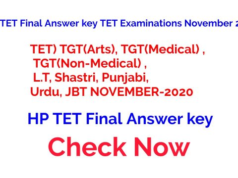 HP TET Final Answer key TET Examinations November 2020