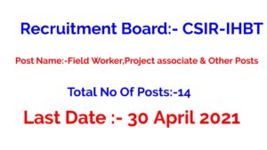 CSIR-IHBT Palampur Recruitment 2021