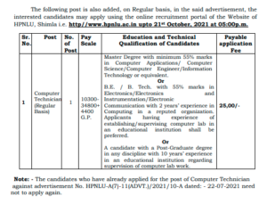HPNLU Shimla Recruitment 2021