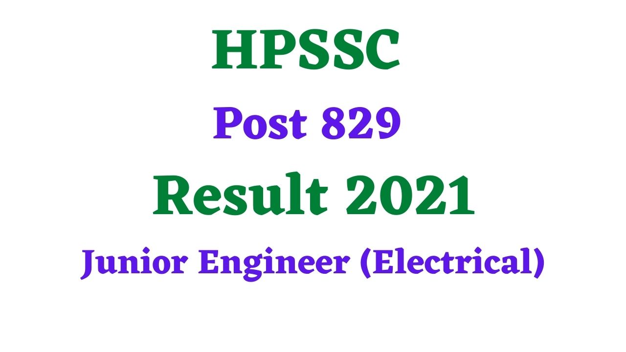 HPSSC Post 829 Result 2021