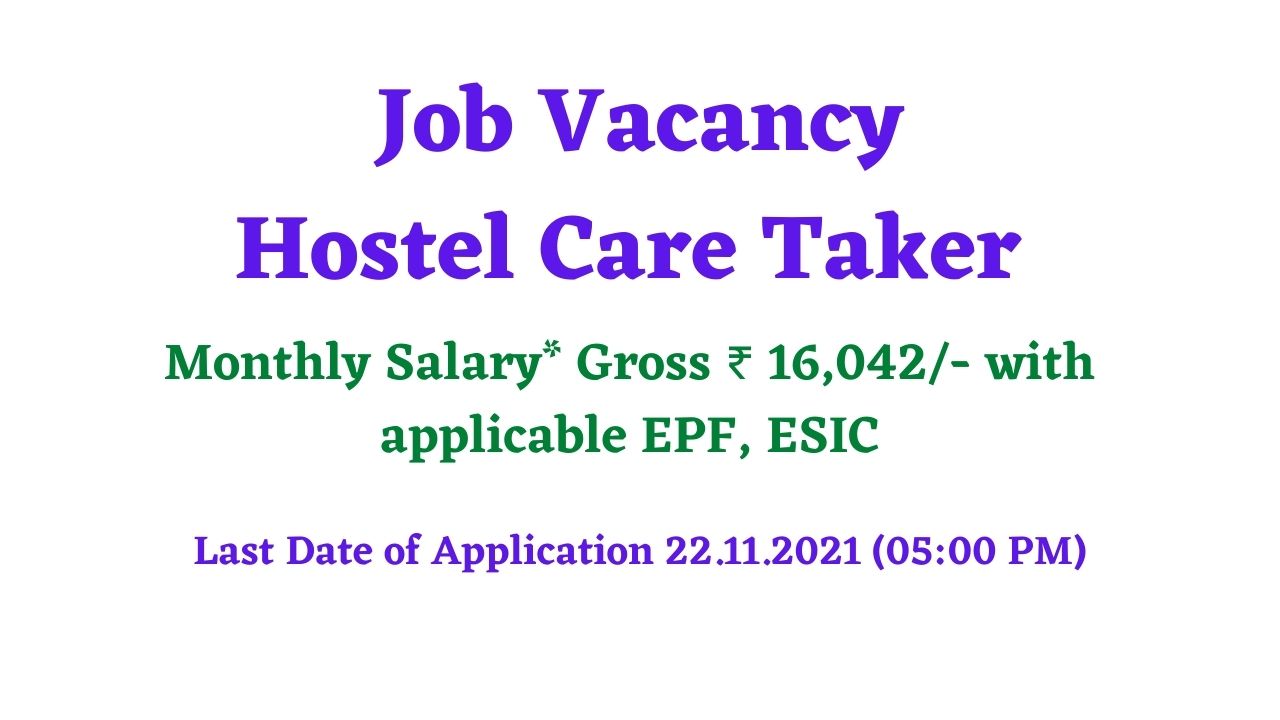 Job Vacancy Hostel Care Taker