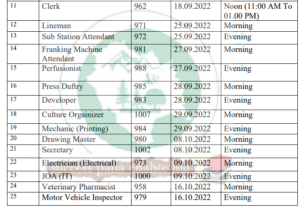 HPSSC Exam Schedule 2022