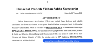 HP Vidhan Sabha Secretariat Recruitment 2022