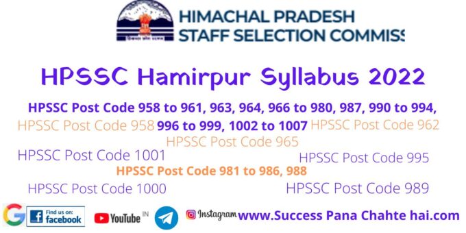 HPSSC Hamirpur Syllabus 2022
