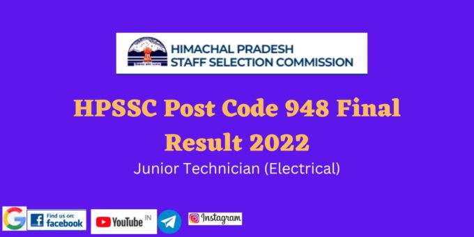 HPSSC Post Code 948 Final Result 2022