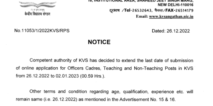 KVS 13404 Various Vacancy 2022 Online Form