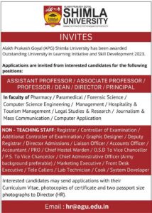 AP Goyal Shimla University Teaching & Non Teaching Staff Recruitment 2023