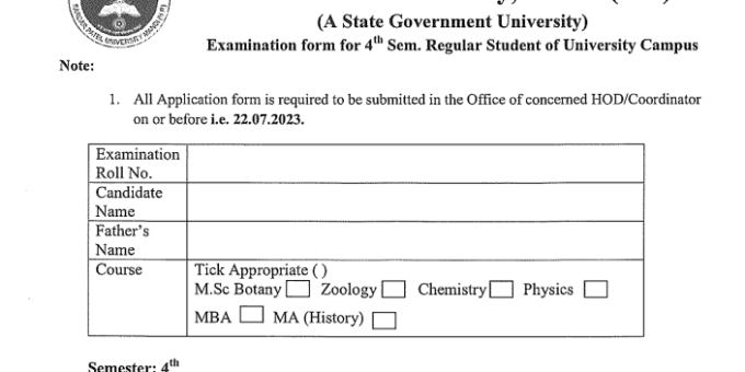 SPU Notification regarding examination form for 4th Sem. SPU Campus Regular Students