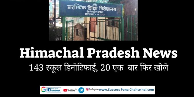 Himachal Pradesh News 143 schools denotified, 20 opened once again