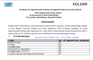 NTPC Koldam (Bilaspur) Apprentice Recruitment 2023