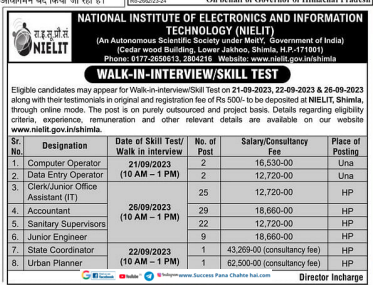 Nielit Shimla Recruitment 2023