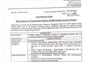 CRI Kasauli Research Assistant MTS Recruitment 2024 Notification