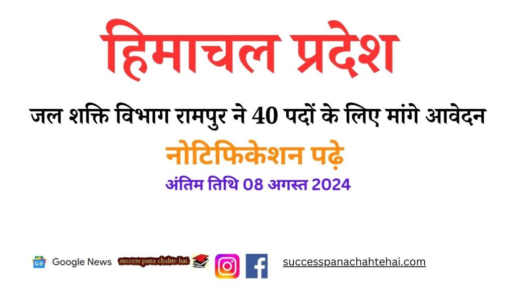 Himachal Pradesh Jal Shakti Department Rampur Invited Applications For 40 Posts, Read The Notification
