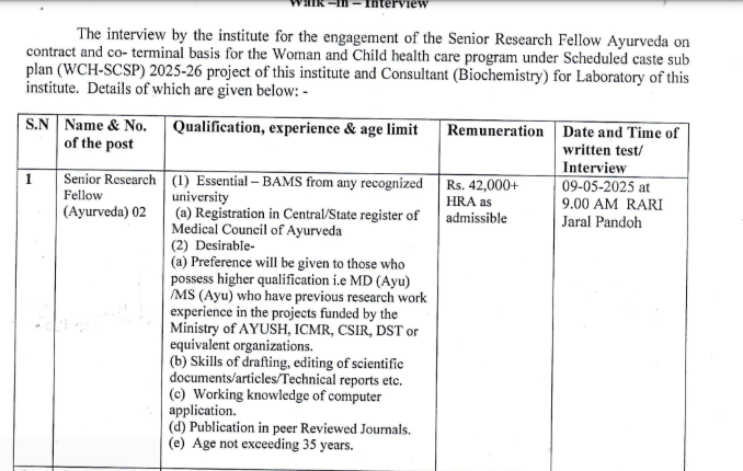 HP Mandi SRF & Consultant Recruitment 2025
