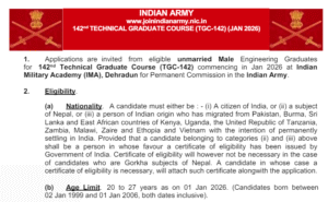 🇮🇳 Indian Army TGC 142 Recruitment 2025 – Apply Online