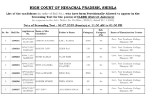 HP HIGH COURT CLERK AND DRIVER EXAM 2025
