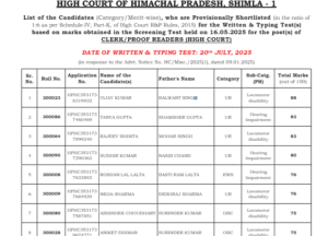 HP High Court Written Test & Typing Test 2025