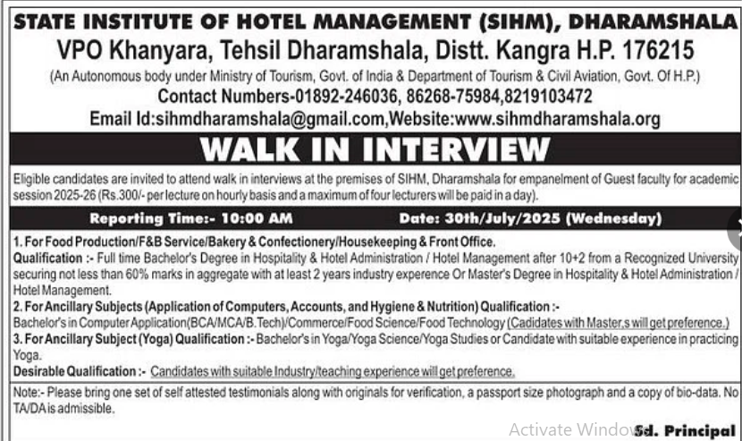 Walk in Interview 30 July 2025