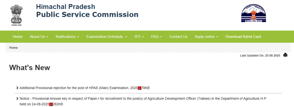 HPPSC LATEST NOTIFICATION 2025