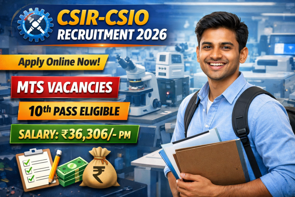 CSIR-CSIO MTS Bharti 2026 10th Pass Ke Liye Solid Sarkari Job Chance