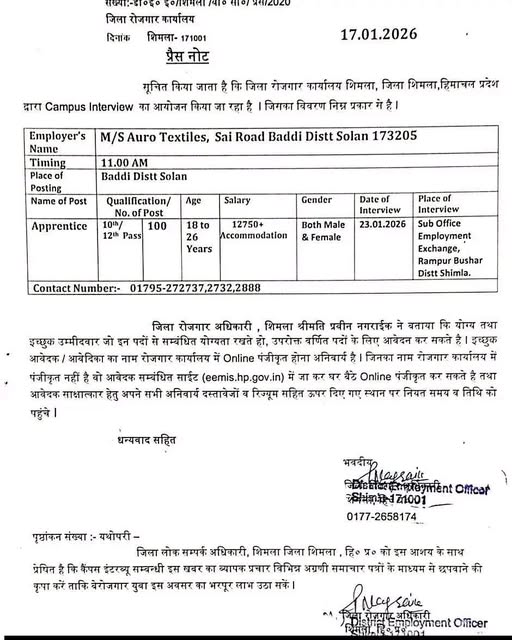 जिला शिमला, हिमाचल प्रदेश में Campus इंटरव्यू 23 जनवरी को अभी पढ़े पूरी जानकारी 3 HP SHIMLA CAMPUS INTERVIEW