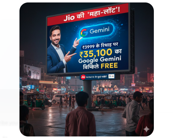 Jio की ‘महा-लूट’! ₹3999 के रिचार्ज पर ₹35,100 का Google Gemini बिल्कुल FREE, Airtel-Vi के छूटे पसीने!